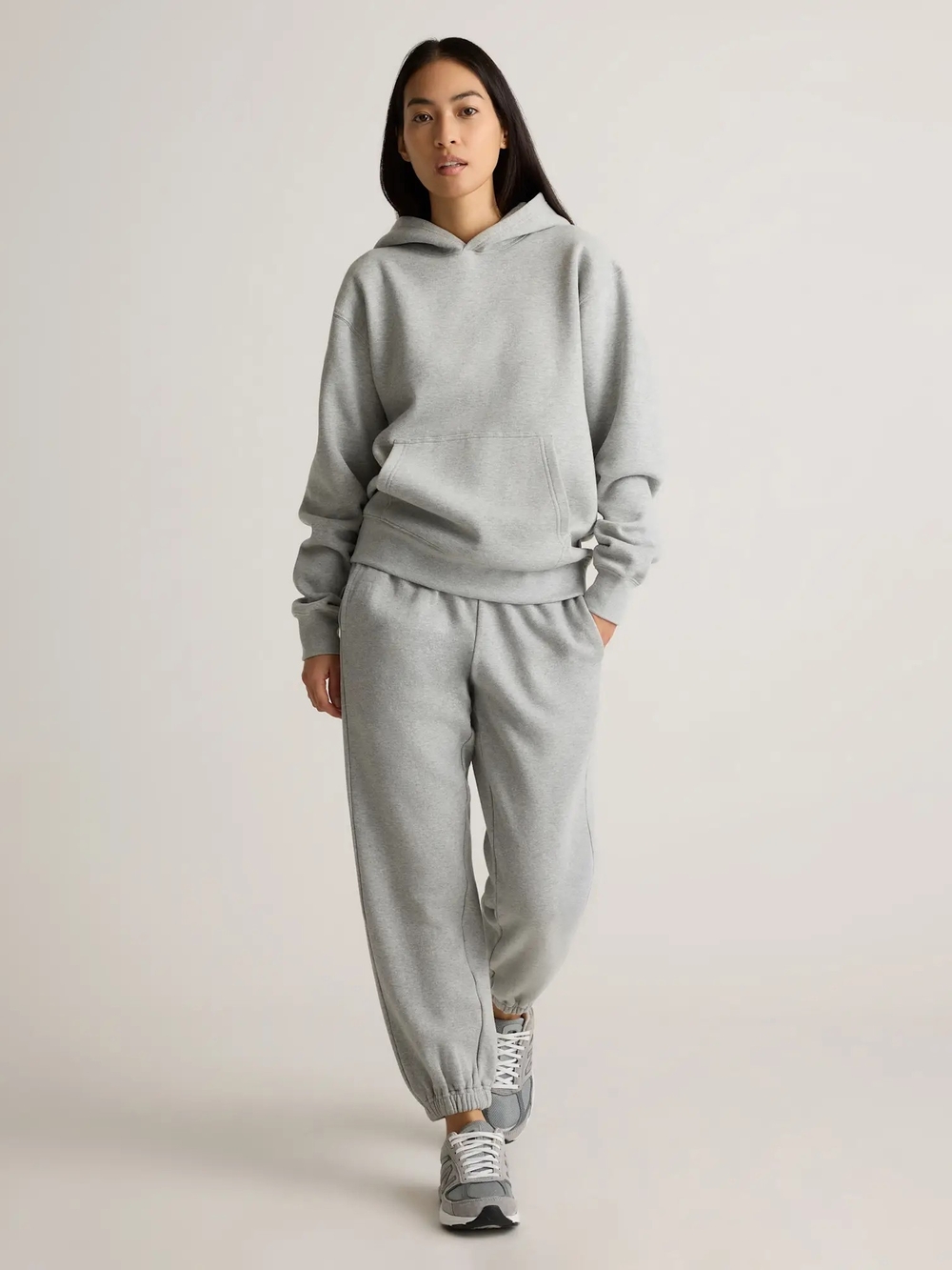 Quince Organic Heavyweight Fleece Boyfriend Sweatpants Grey Medium